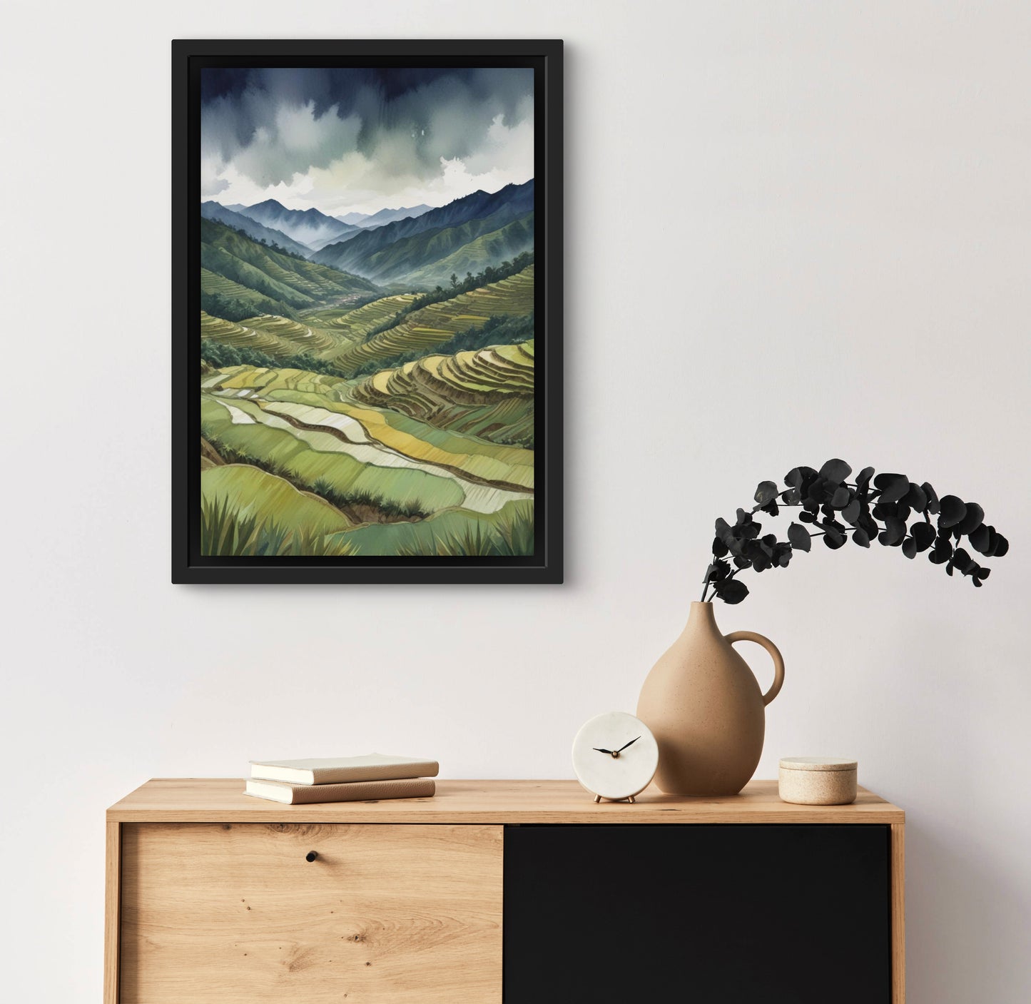 Terrace Song |Terraced Rice Fields Wall Art – Watercolor Mountain Landscape Print