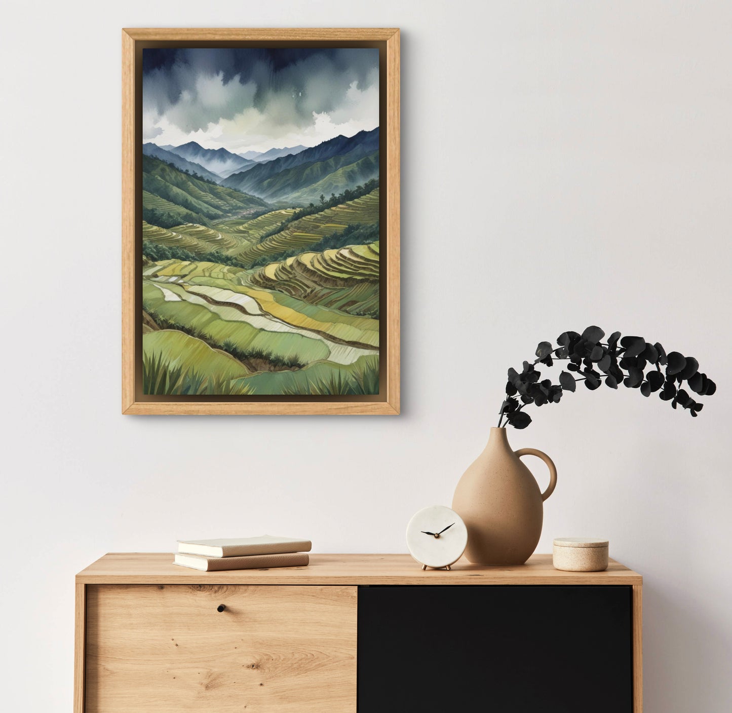 Terrace Song |Terraced Rice Fields Wall Art – Watercolor Mountain Landscape Print