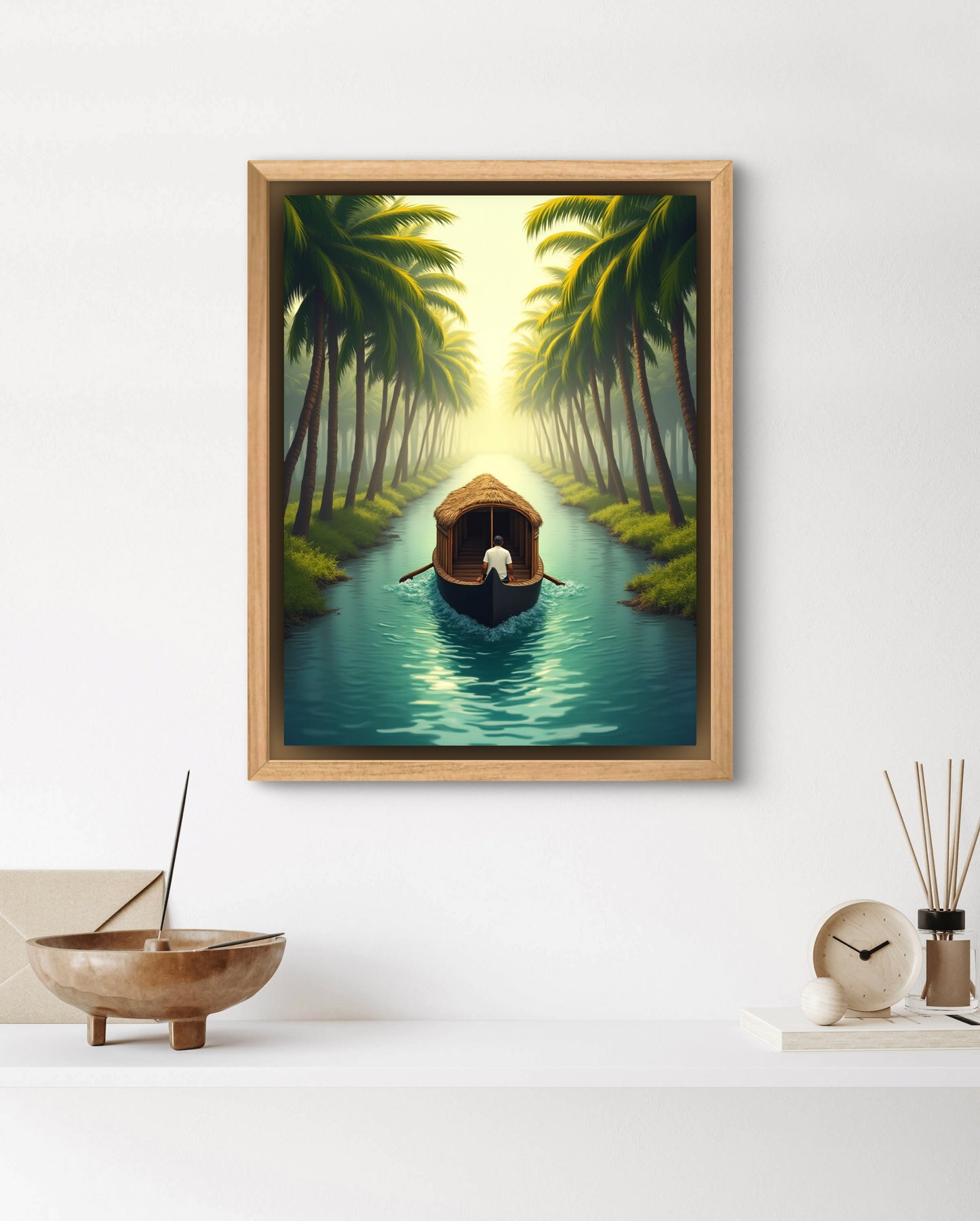 Backwater Serenity – Palm Canal Boat Wall Art