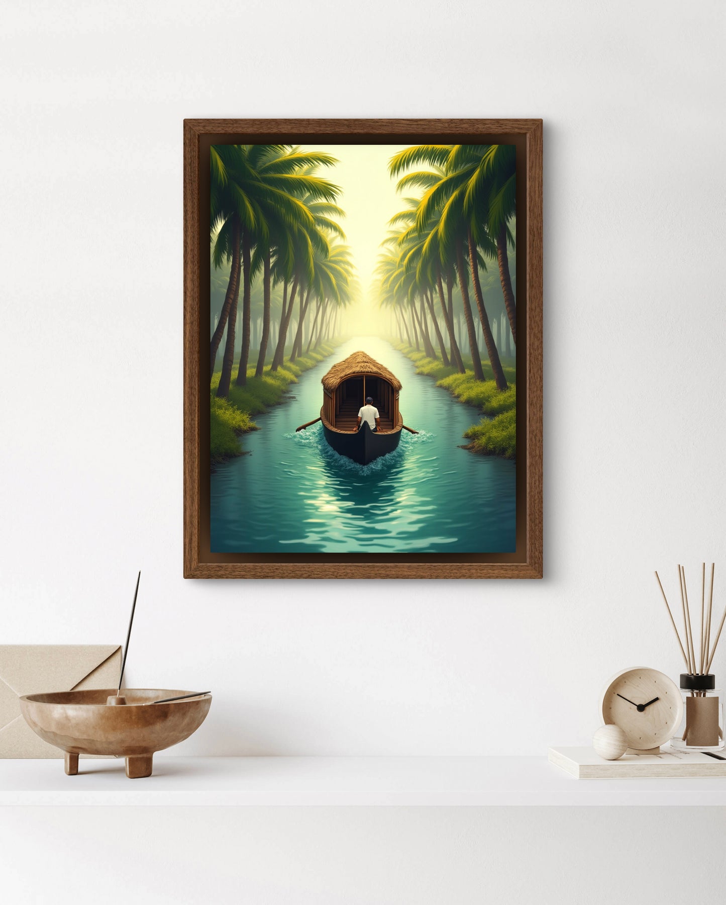 Backwater Serenity – Palm Canal Boat Wall Art