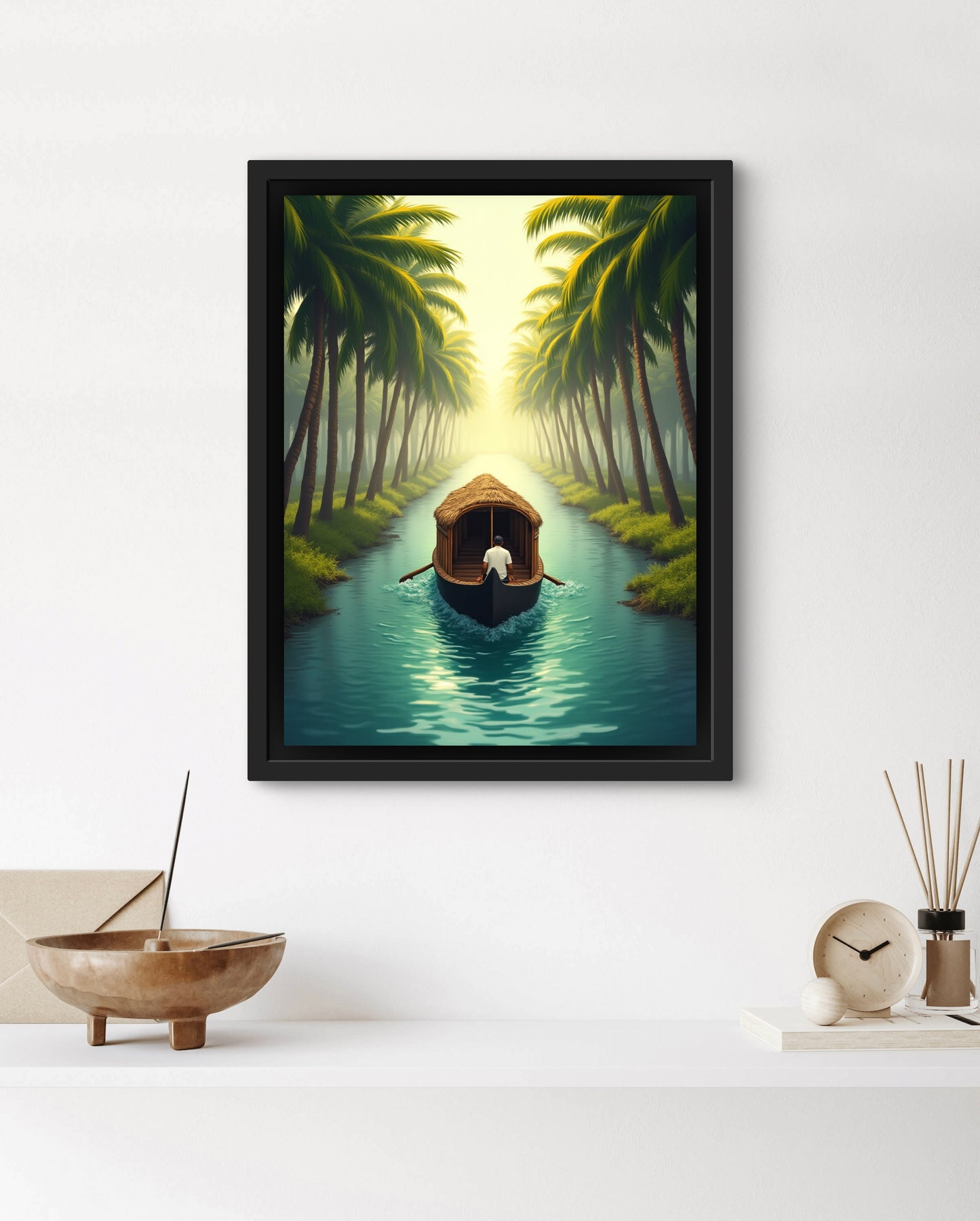 Backwater Serenity – Palm Canal Boat Wall Art