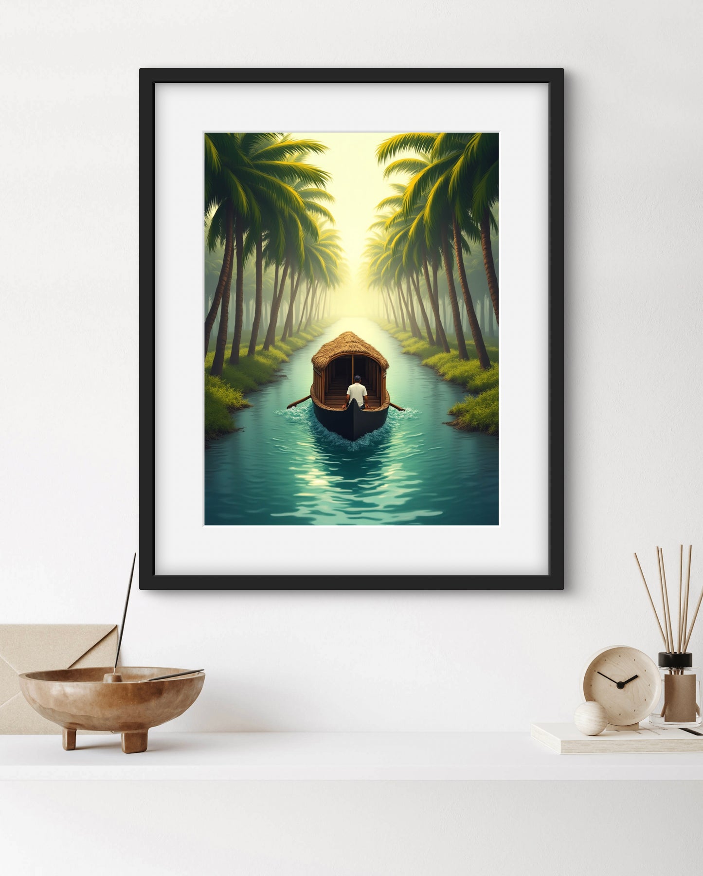 Backwater Serenity – Palm Canal Boat Wall Art