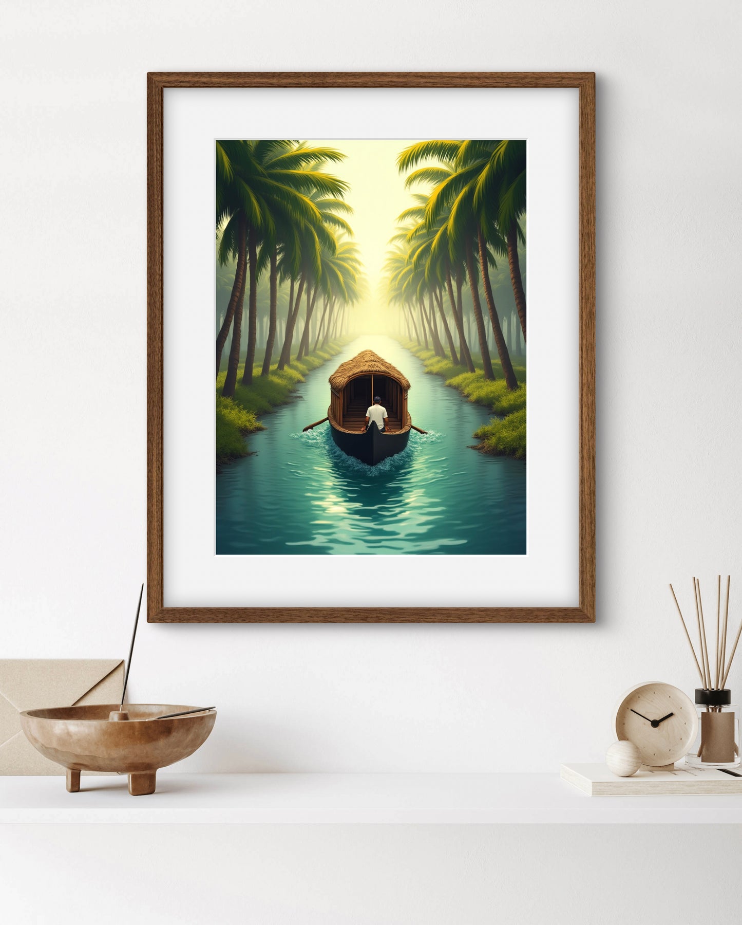 Backwater Serenity – Palm Canal Boat Wall Art
