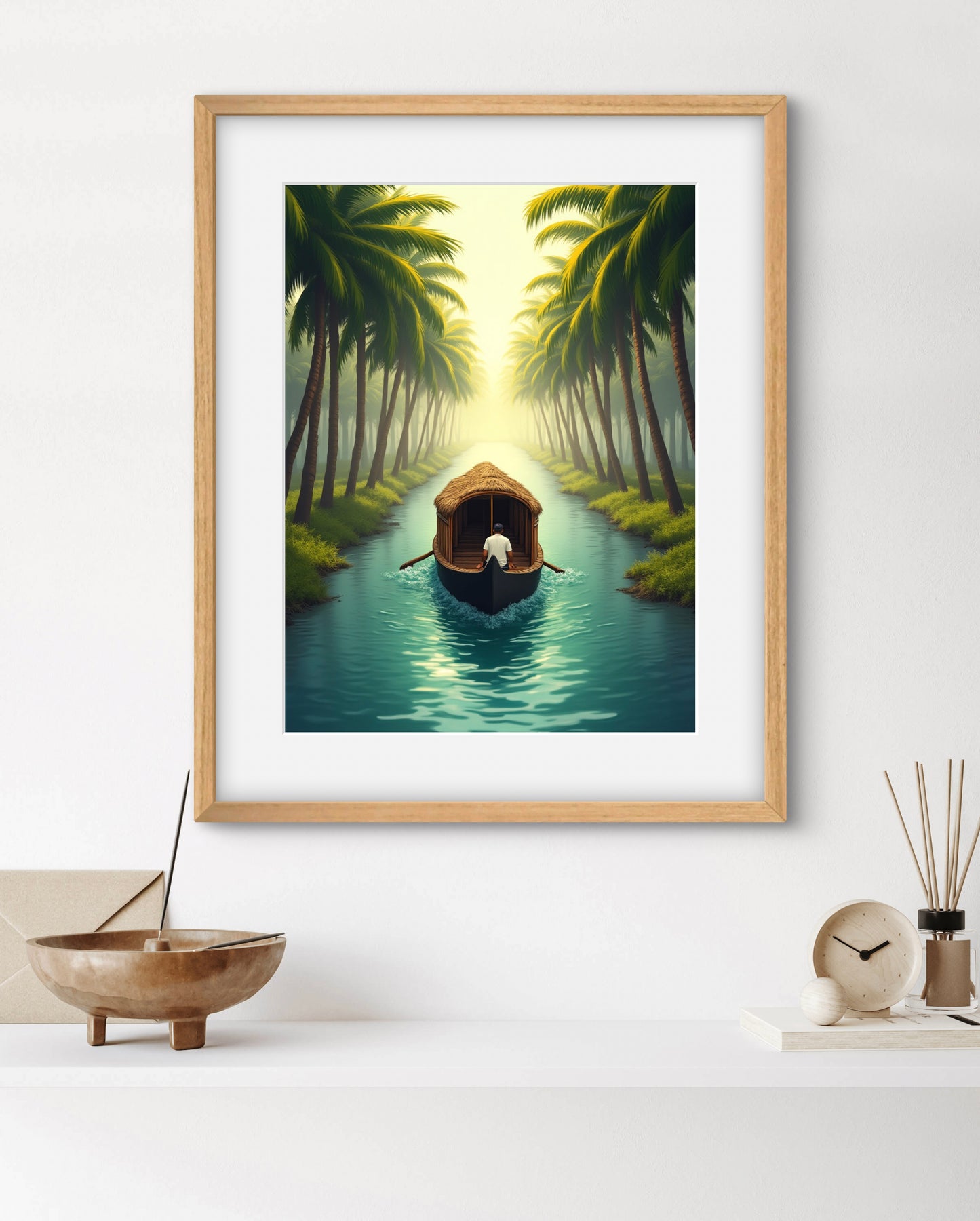 Backwater Serenity – Palm Canal Boat Wall Art