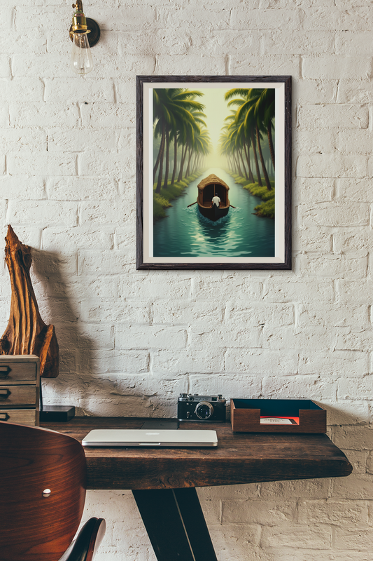 Backwater Serenity – Palm Canal Boat Wall Art