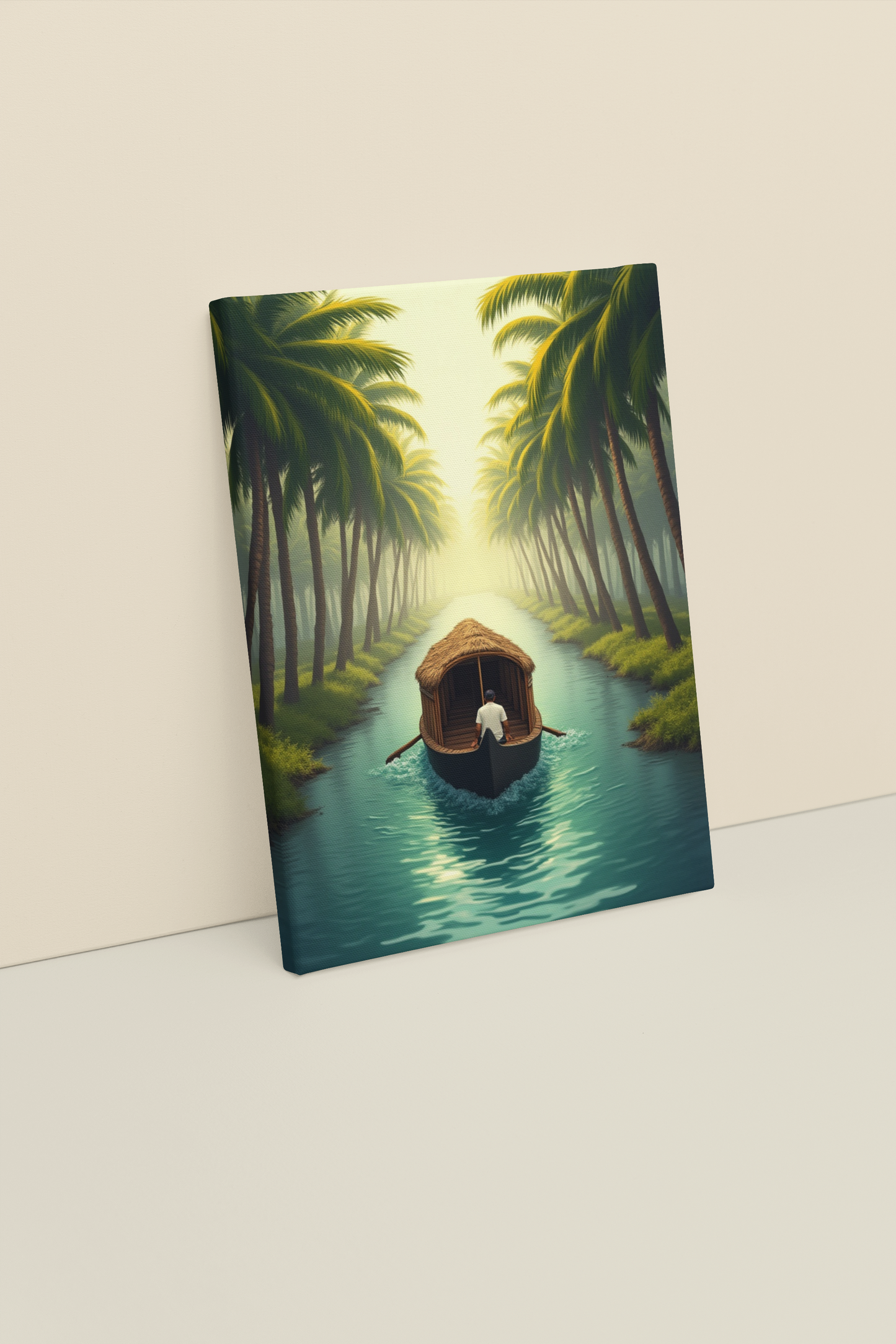 Backwater Serenity – Palm Canal Boat Wall Art