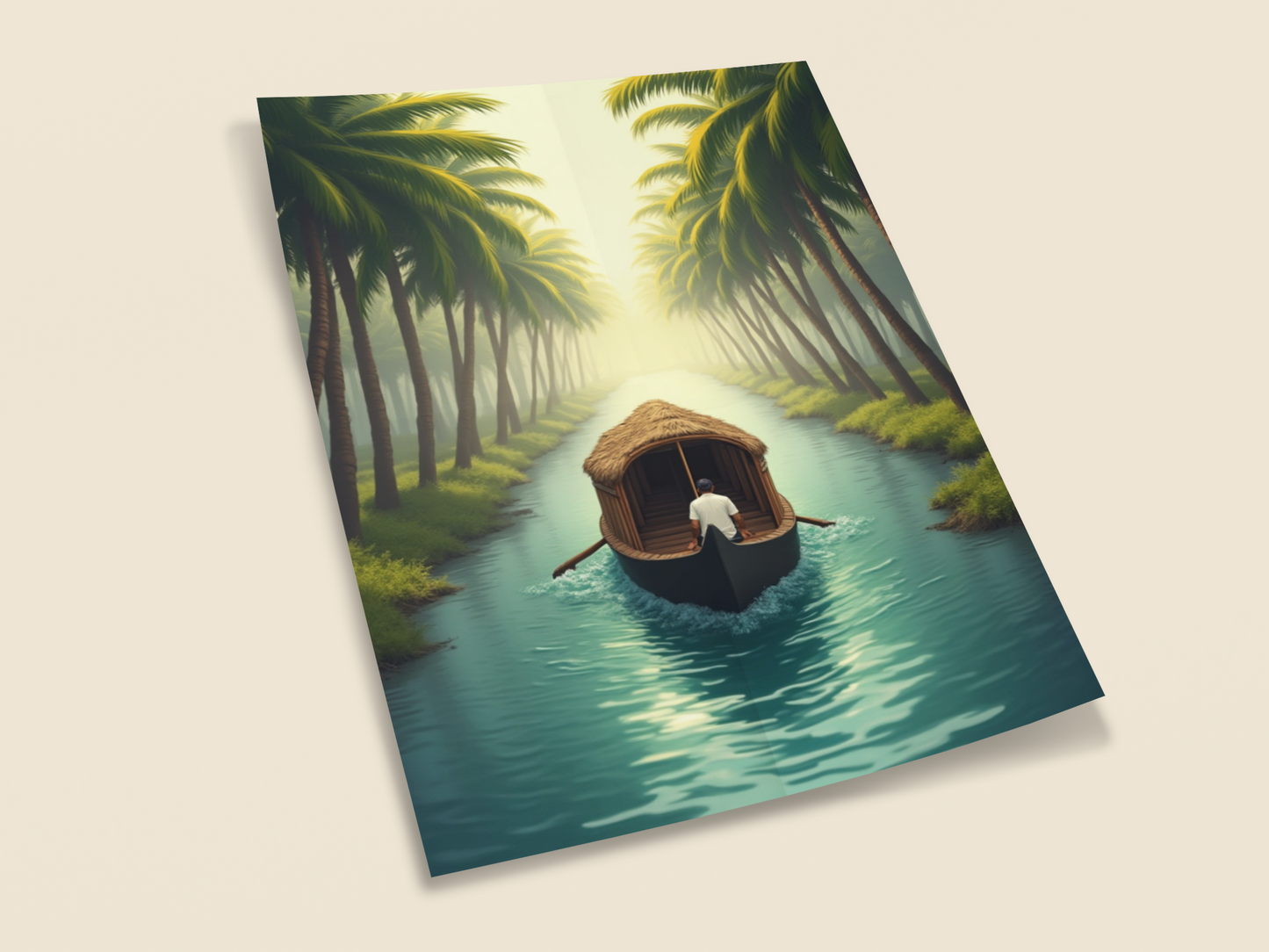 Backwater Serenity – Palm Canal Boat Wall Art