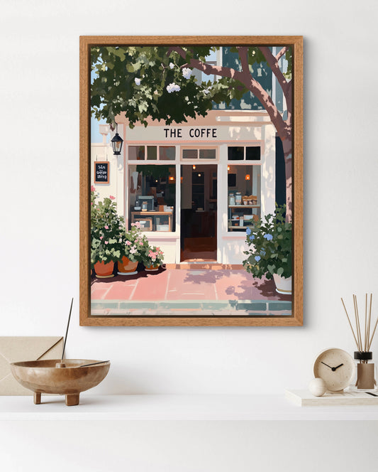 Morning Brews – Cozy Coffee Shop Wall Art Print | Vintage European Street Decor